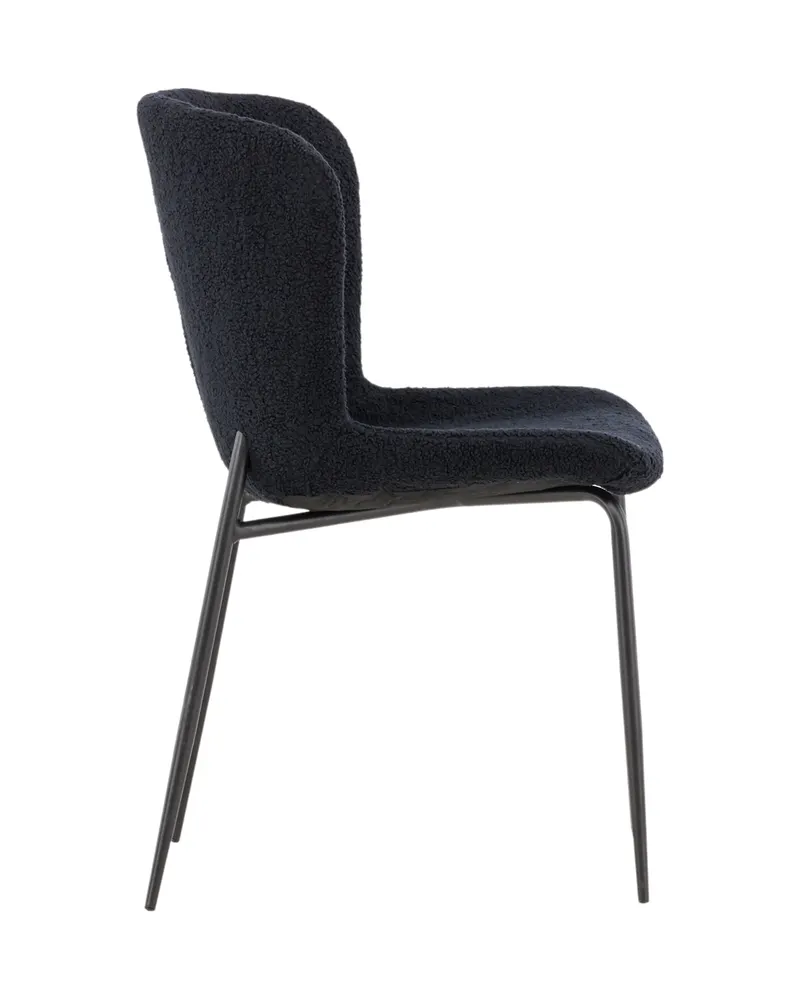 Modesto gepolsterter Esszimmerstuhl in Schwarz, Polyester-Teddystoff, Ansicht 4