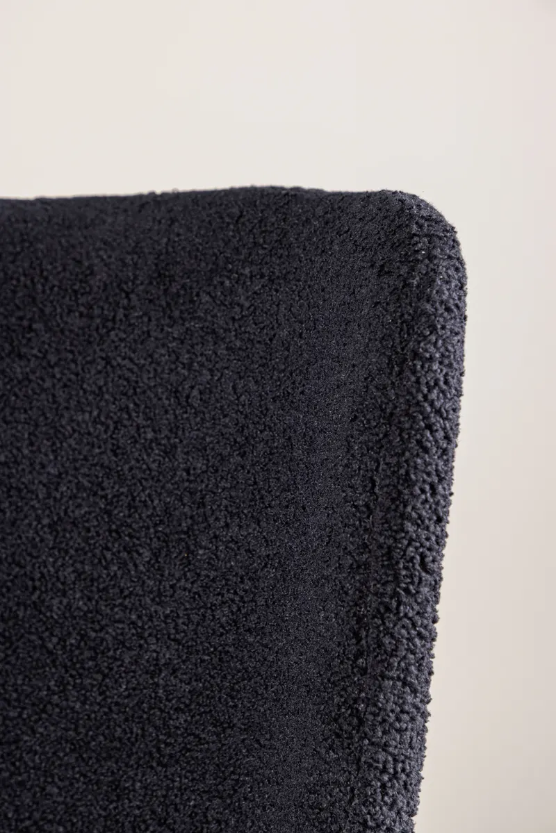 Modesto gepolsterter Esszimmerstuhl in Schwarz, Polyester-Teddystoff, im Wohnraum, Ansicht 1