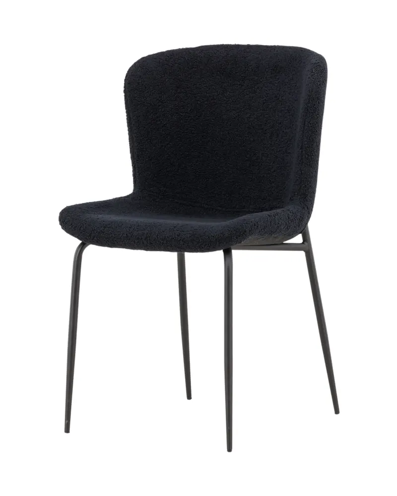 Modesto gepolsterter Esszimmerstuhl in Schwarz, Polyester-Teddystoff, Ansicht 7