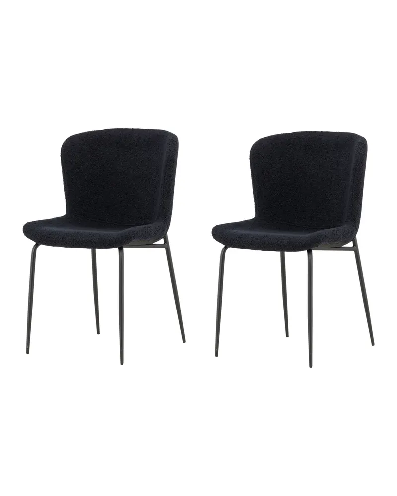 Modesto gepolsterter Esszimmerstuhl in Schwarz, Polyester-Teddystoff, Ansicht 8