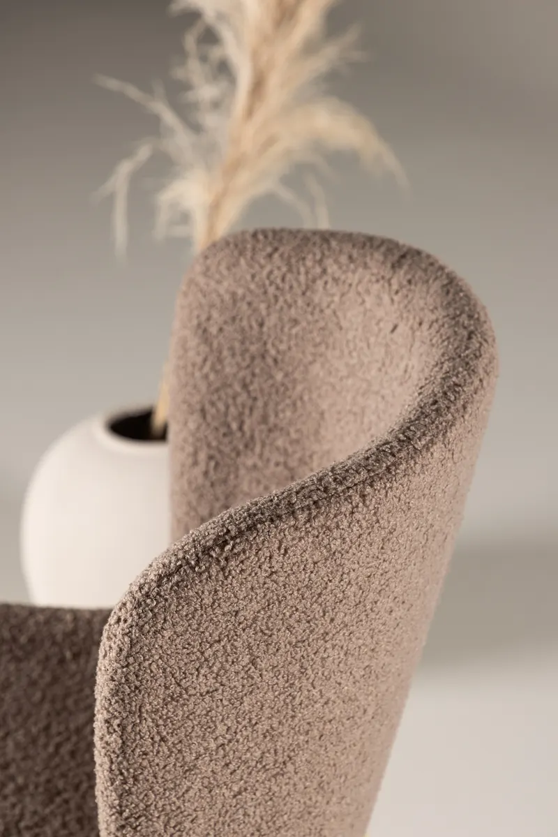 Modesto gepolsterter Esszimmerstuhl in Braun, Gestell Mokka, Polyester-Teddystoff, im Wohnraum, Ansicht 4