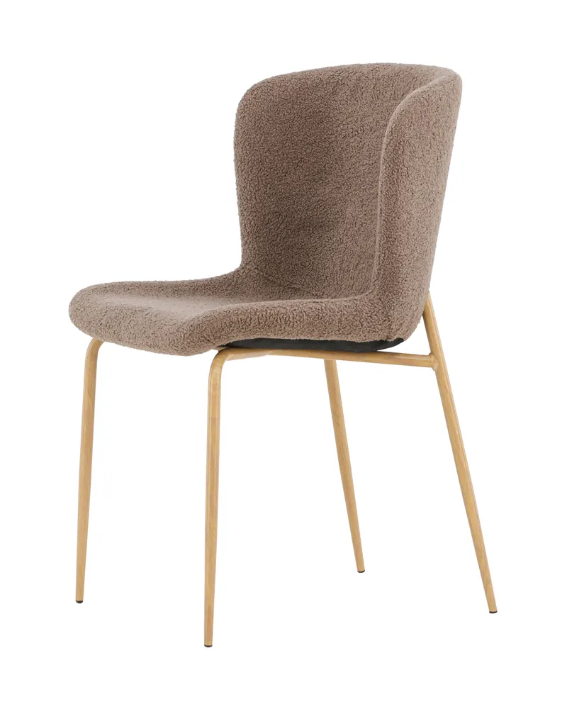 Modesto gepolsterter Esszimmerstuhl in Braun, Gestell Mokka, Polyester-Teddystoff, Ansicht 9