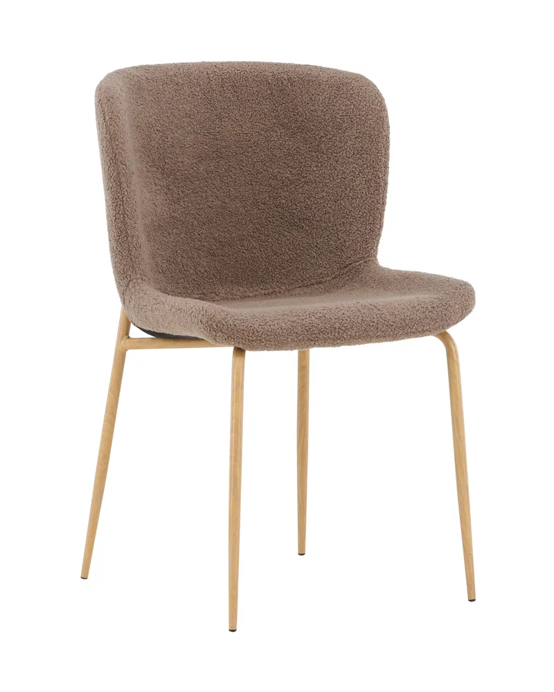 Modesto gepolsterter Esszimmerstuhl in Braun, Gestell Mokka, Polyester-Teddystoff, Ansicht 2