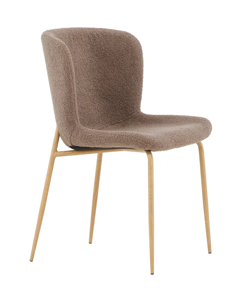 Modesto gepolsterter Esszimmerstuhl in Braun, Gestell Mokka, Polyester-Teddystoff, Ansicht 3