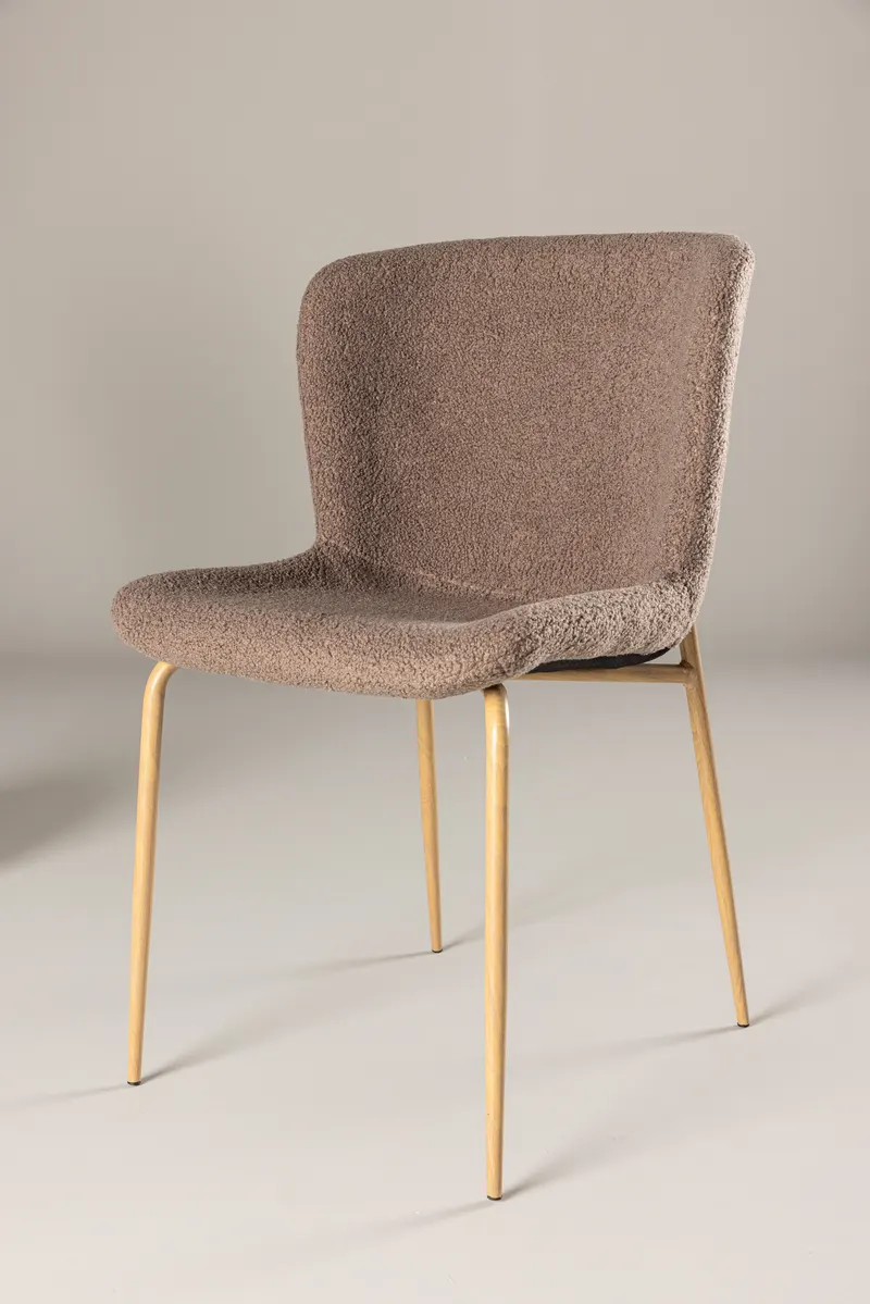 Modesto gepolsterter Esszimmerstuhl in Braun, Gestell Mokka, Polyester-Teddystoff, im Wohnraum, Ansicht 2