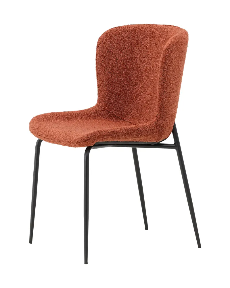 Modesto gepolsterter Esszimmerstuhl in Rot, Gestell Schwarz, Bouclé, Ansicht 8