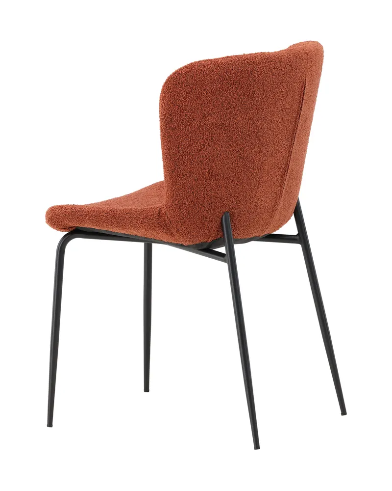 Modesto gepolsterter Esszimmerstuhl in Rot, Gestell Schwarz, Bouclé, Ansicht 10