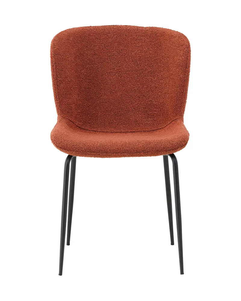 Modesto gepolsterter Esszimmerstuhl in Rot, Gestell Schwarz, Bouclé, Ansicht 4