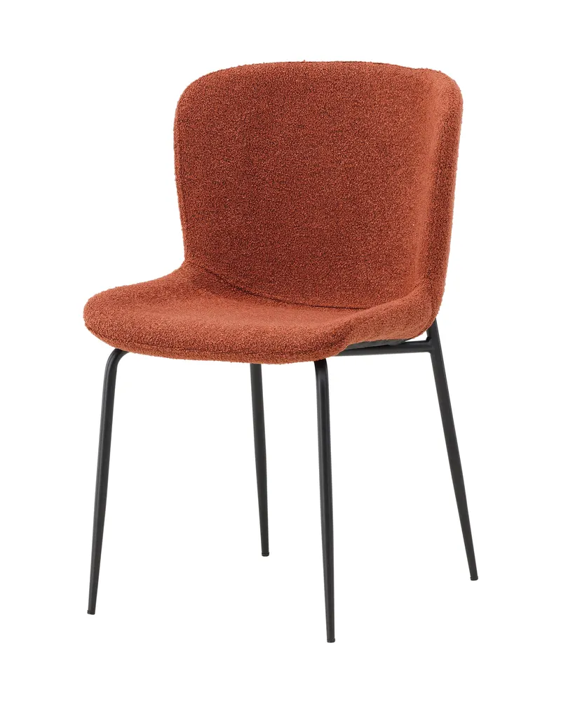 Modesto gepolsterter Esszimmerstuhl in Rot, Gestell Schwarz, Bouclé, Ansicht 5