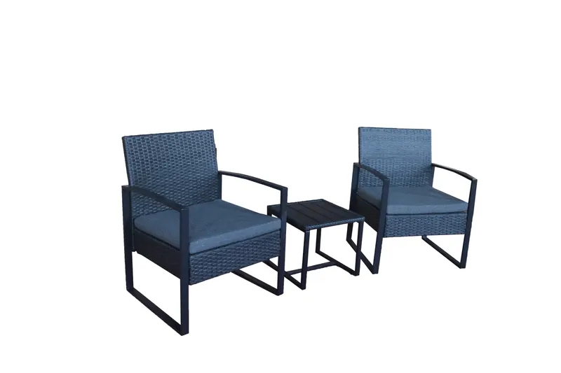 Outdoor-Sitzgruppe aus Polyrattan, anthrazit, Ansicht 2