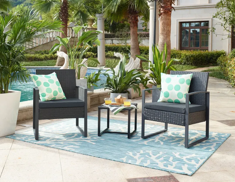 Outdoor-Sitzgruppe aus Polyrattan, anthrazit, Ansicht 3