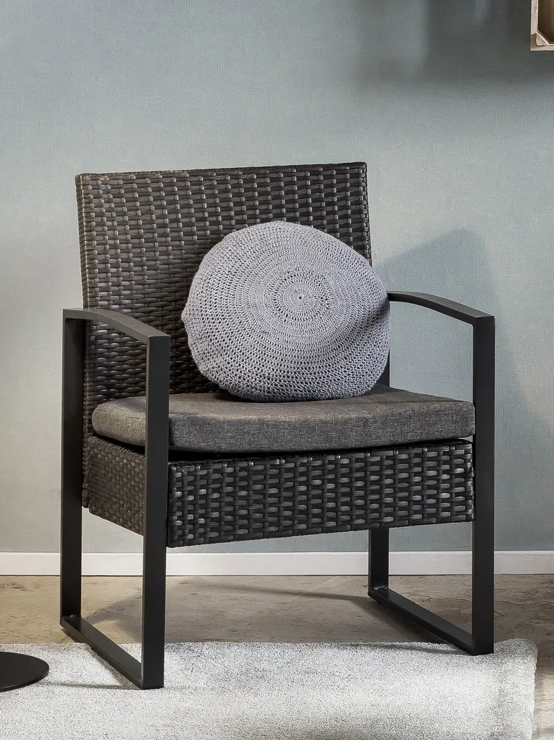 Outdoor-Sitzgruppe aus Polyrattan, anthrazit, Ansicht 6