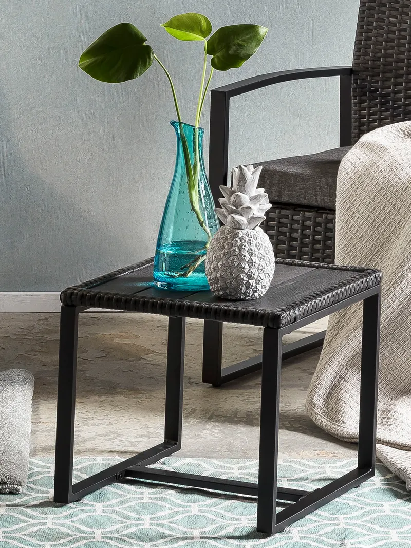 Outdoor-Sitzgruppe aus Polyrattan, anthrazit, Ansicht 7
