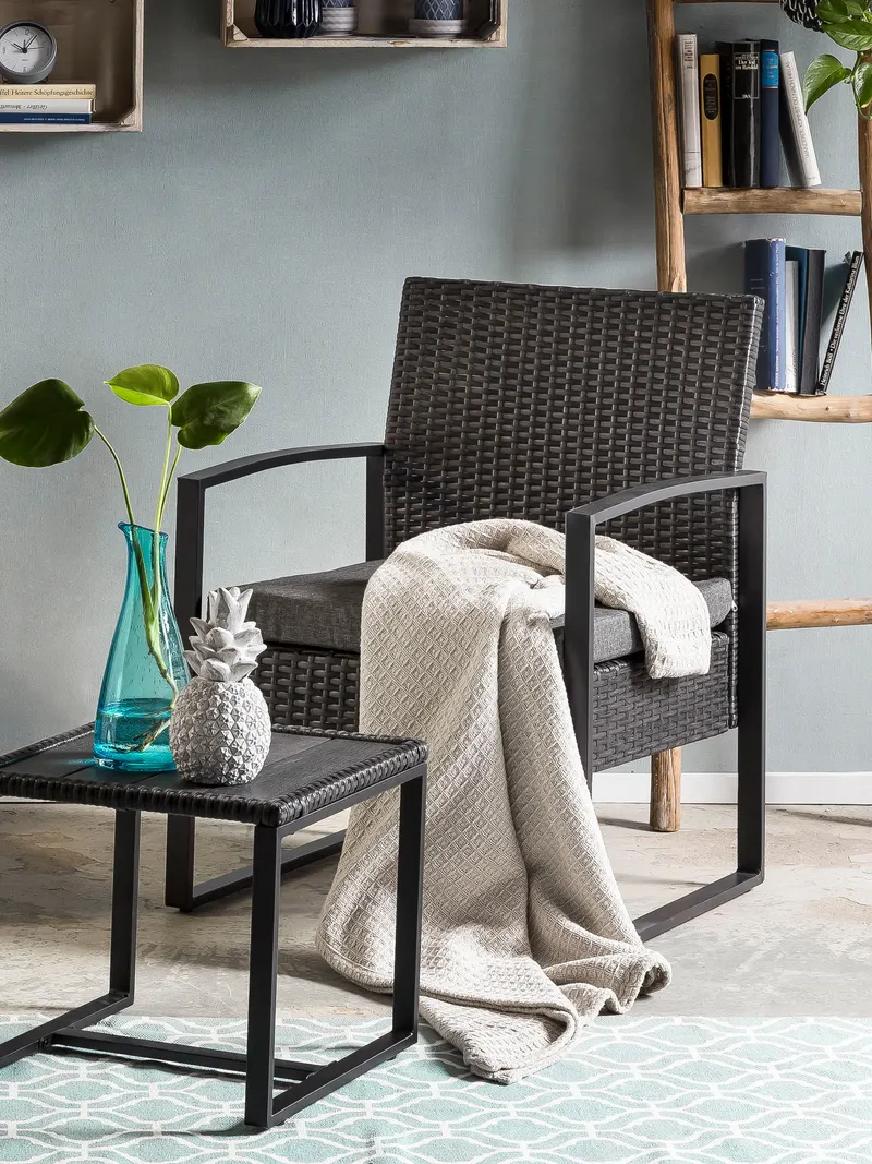 Outdoor-Sitzgruppe aus Polyrattan, anthrazit, Ansicht 8