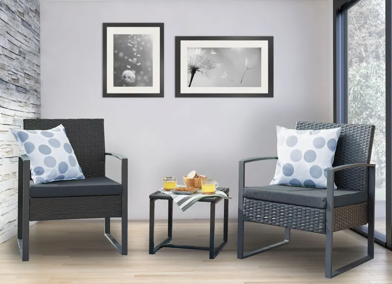 Outdoor-Sitzgruppe aus Polyrattan, anthrazit, Ansicht 9