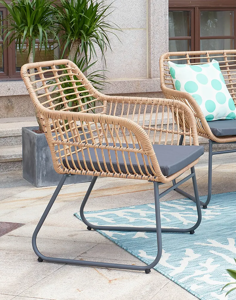 Outdoor-Sitzgruppe aus Polyrattan, natur, Ansicht 3