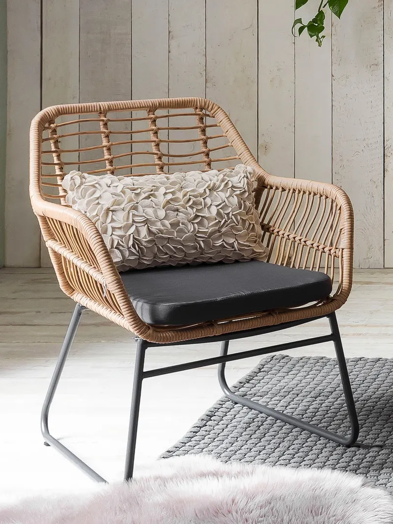 Outdoor-Sitzgruppe aus Polyrattan, natur, Ansicht 5