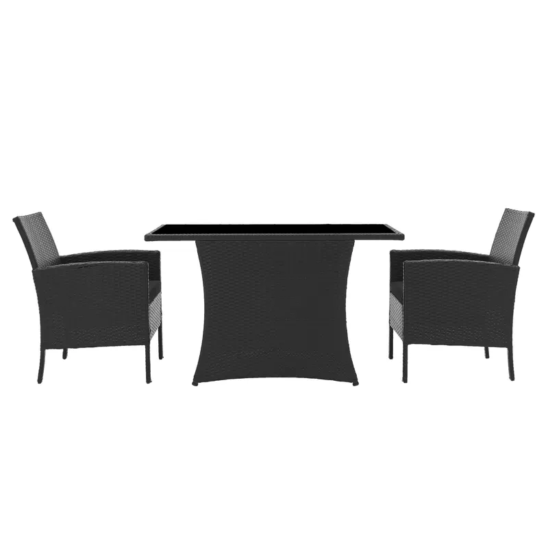 Outdoor Sitzgruppe aus Polyrattan, Schwarz