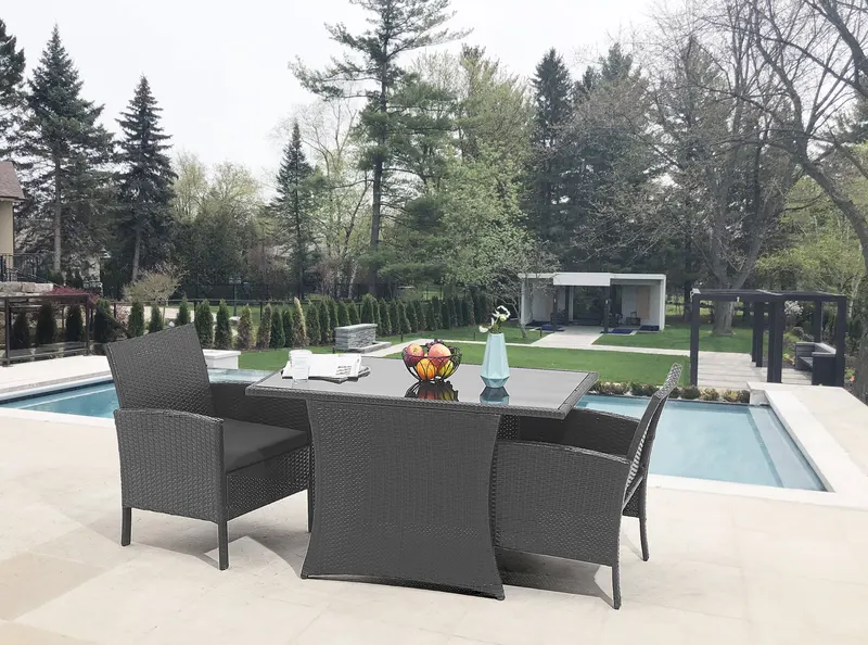 Outdoor-Sitzgruppe aus schwarzem Polyrattan, Ansicht 4