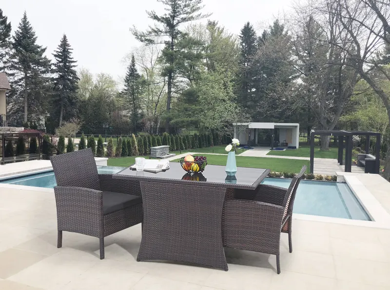Outdoor-Sitzgruppe aus braunem Polyrattan, Ansicht 3