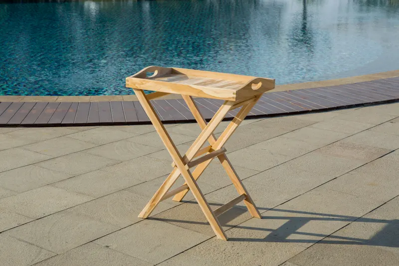 Outdoor Serviertisch aus Teakholz, natur, Ansicht 4