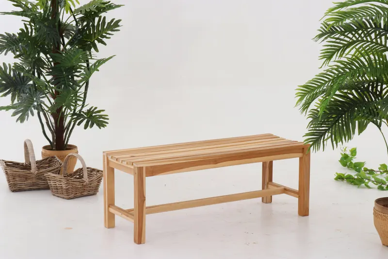Outdoor Gartensitzbank 120 cm aus Teakholz, natur, Ansicht 4