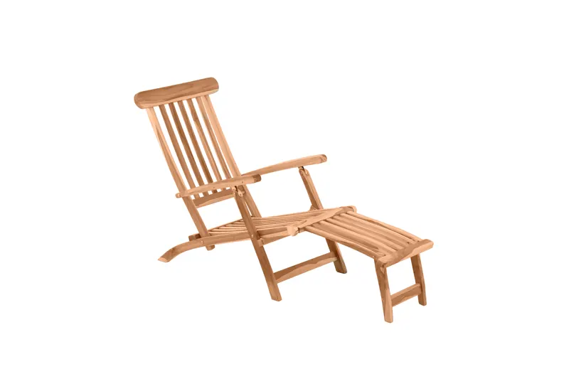 Outdoor Liegestuhl mit Fußstütze aus Teakholz, natur
