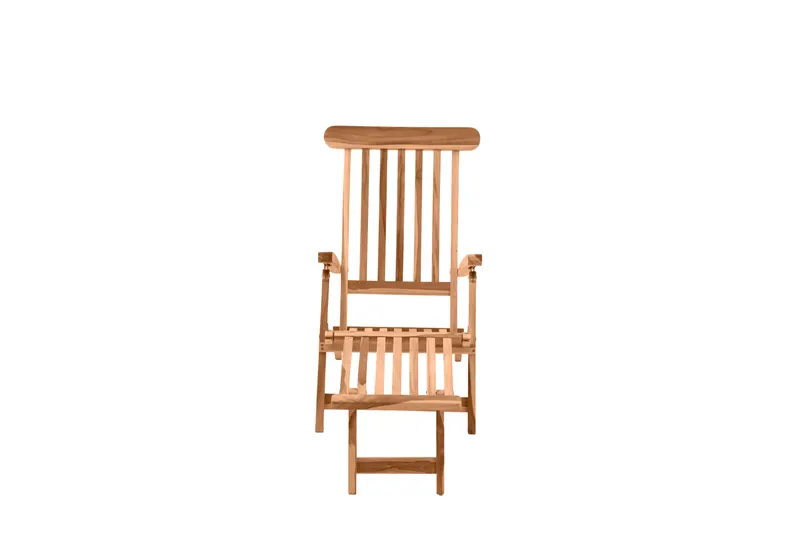 Outdoor Liegestuhl mit Fußstütze aus Teakholz, natur, Ansicht 2