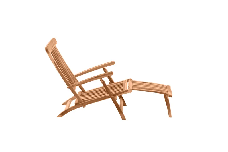 Outdoor Liegestuhl mit Fußstütze aus Teakholz, natur, Ansicht 3