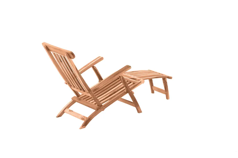 Outdoor Liegestuhl mit Fußstütze aus Teakholz, natur, Ansicht 4