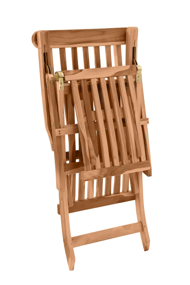 Outdoor Liegestuhl mit Fußstütze aus Teakholz, natur, Ansicht 5