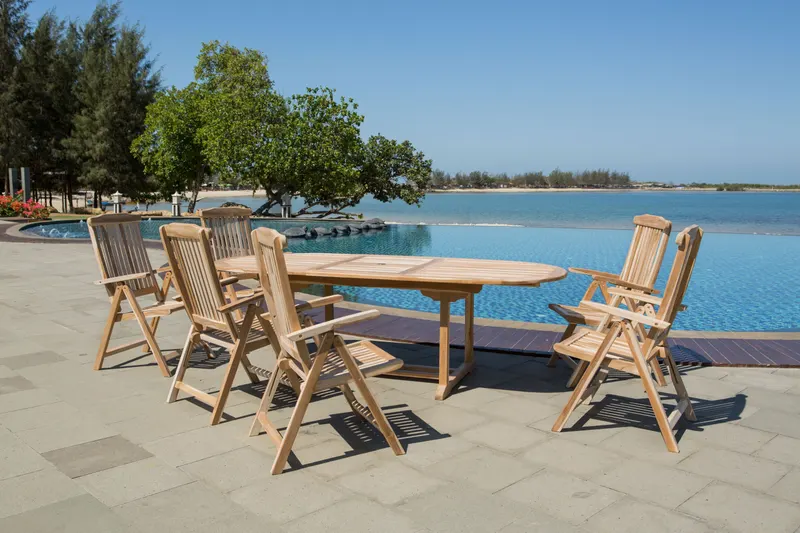 Outdoor-Gartentisch 180 × 100 cm aus Teakholz, natur, Ansicht 6