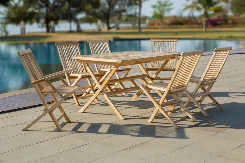 Gartensessel, 2er-Set, Teakholz natur, Ansicht 5