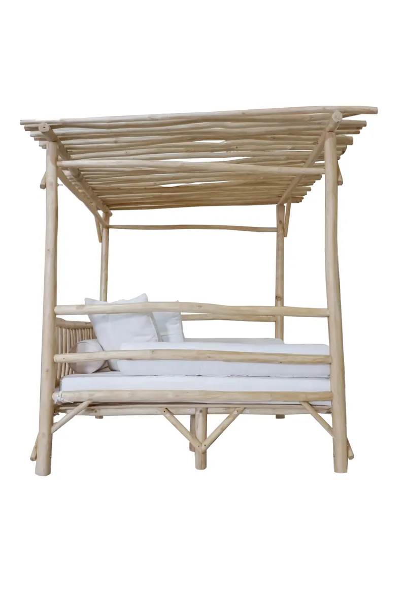 Outdoor-Liegesofa aus Teakholz, natur/weiß, Ansicht 4