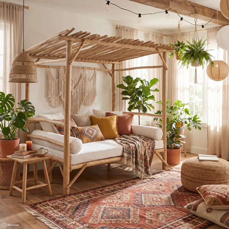 Outdoor-Liegesofa aus Teakholz, natur/weiß, Ansicht 8