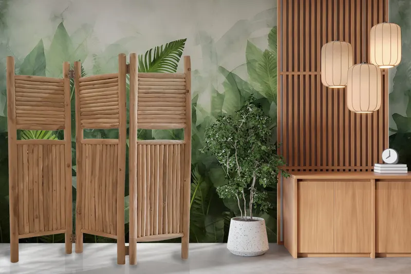 Outdoor-Paravent aus Teakholz, natur, Ansicht 4