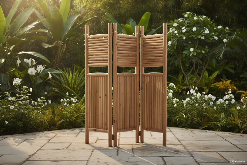 Outdoor-Paravent aus Teakholz, natur, Ansicht 6