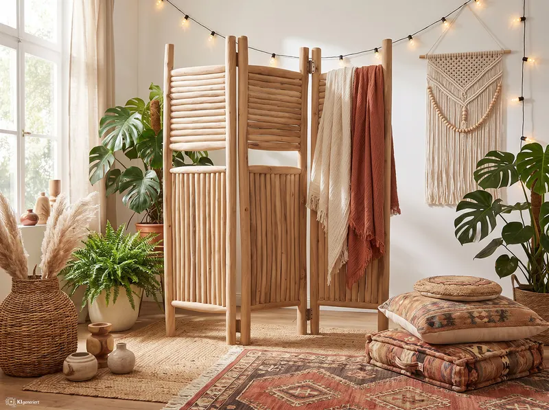 Outdoor-Paravent aus Teakholz, natur, Ansicht 7