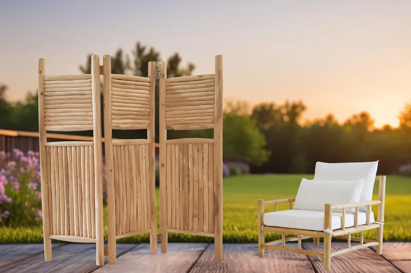 Outdoor-Paravent aus Teakholz, natur, Ansicht 5