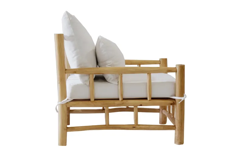 Outdoor Sofa aus Teakholz, Natur/Weiß, Ansicht 3