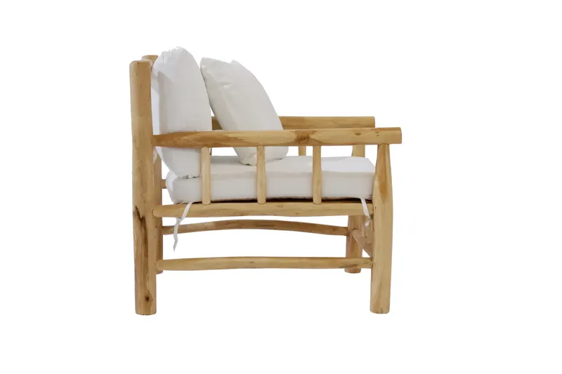 Outdoor Sofa aus Teakholz, Natur/Weiß, Ansicht 4