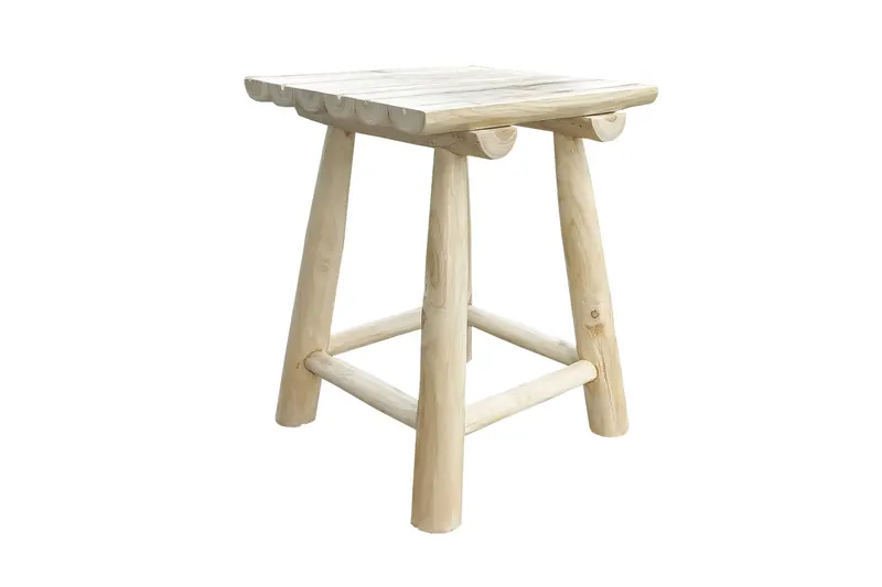 Outdoor Hocker aus Teakholz, natur, Ansicht 2