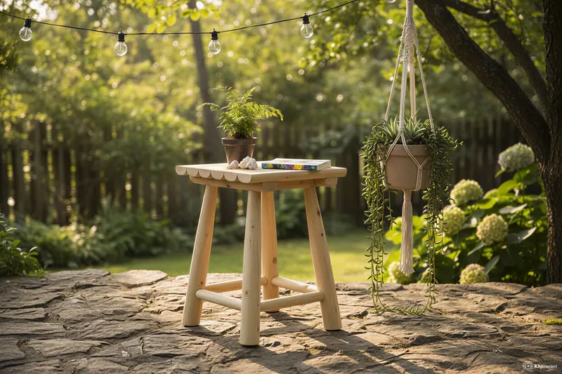 Outdoor Hocker aus Teakholz, natur, Ansicht 3