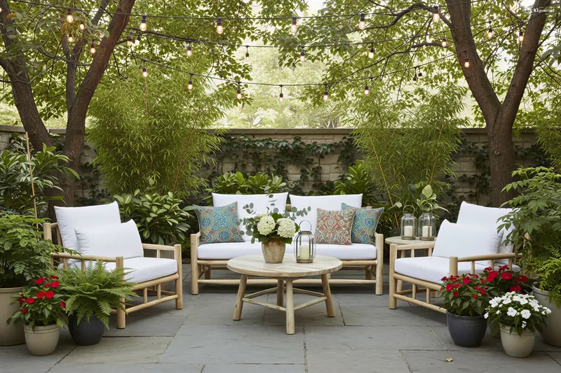 Outdoor Sofa aus Teakholz, Natur/Weiß, Ansicht 6