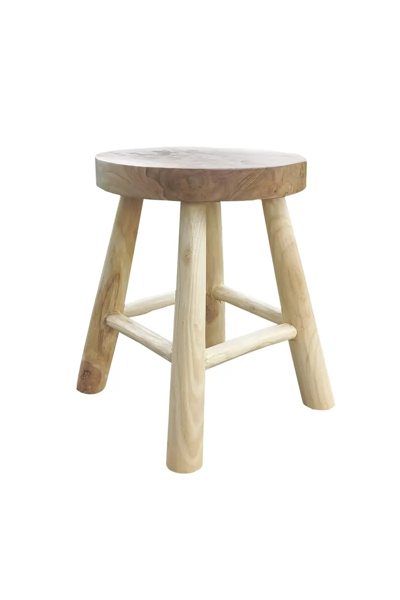 Outdoor Hocker aus Teakholz, Natur, 35 × 35 × 45 cm