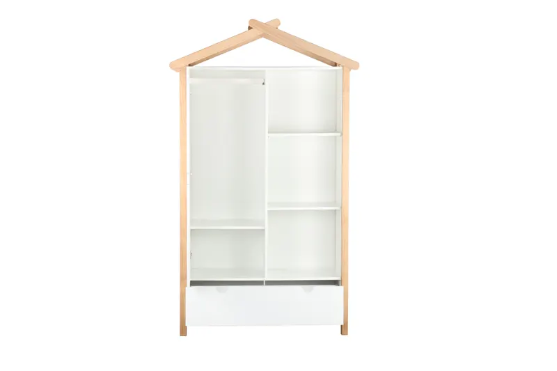 Kleiderschrank in Hausform, weiß/natur, Ansicht 3
