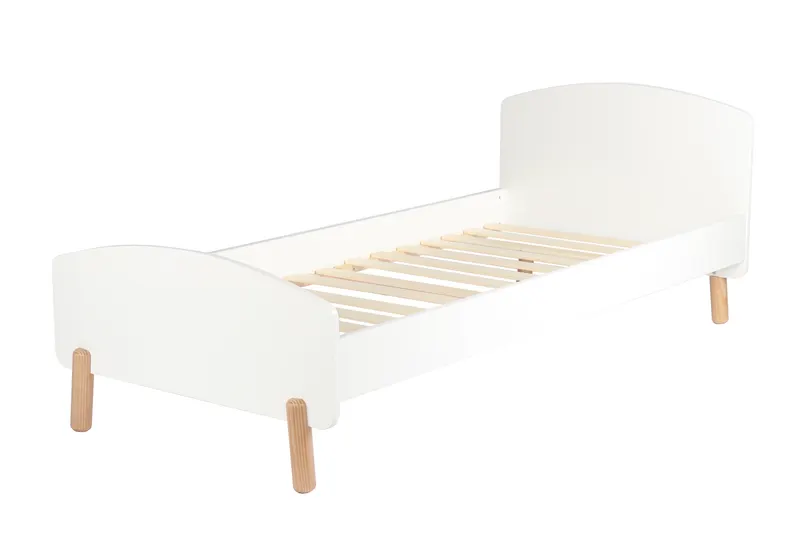 Bett in Weiß und Natur, 90 × 200 cm, weiß/natur