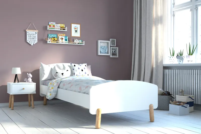Bett in Weiß und Natur, 90 × 200 cm, Ansicht 4
