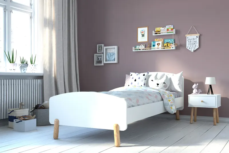 Bett in Weiß und Natur, 90 × 200 cm, Ansicht 5