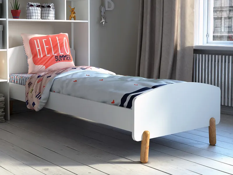 Bett in Weiß und Natur, 90 × 200 cm, Ansicht 6